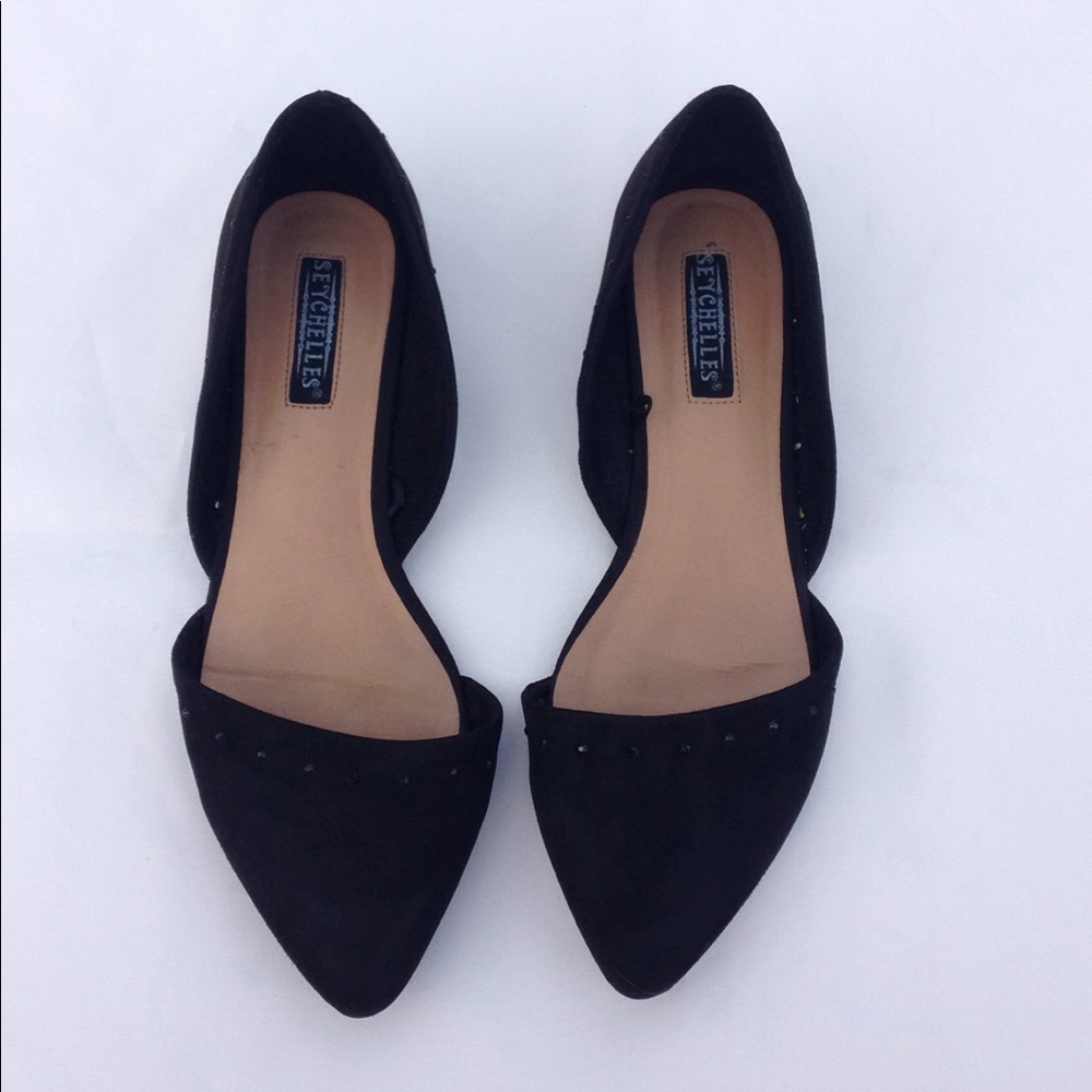 Seychelles Suede Beaded Flats in Black